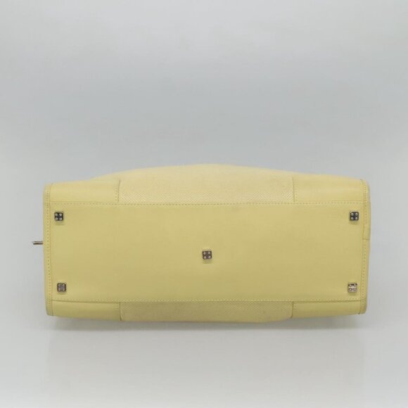 LOEWE Anagram Hand Bag Leather Light Yellow Silver Auth - Picture 6 of 16